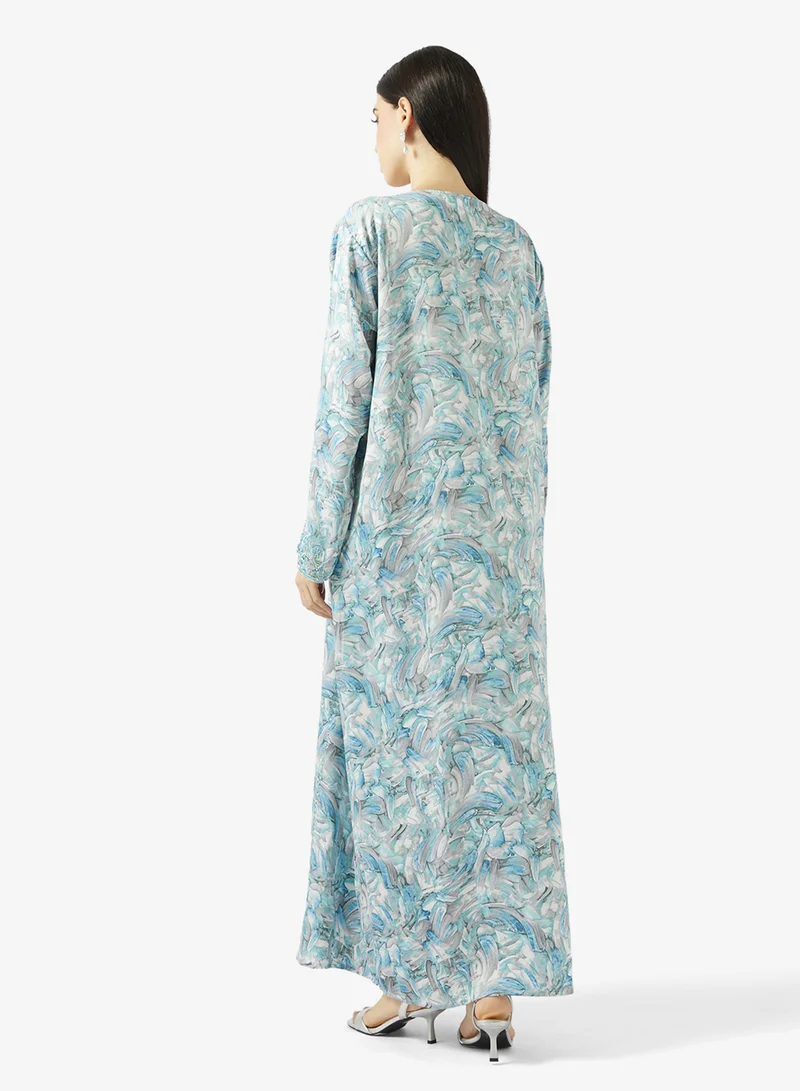 hayas closet Embroidered Belted Jalabiya